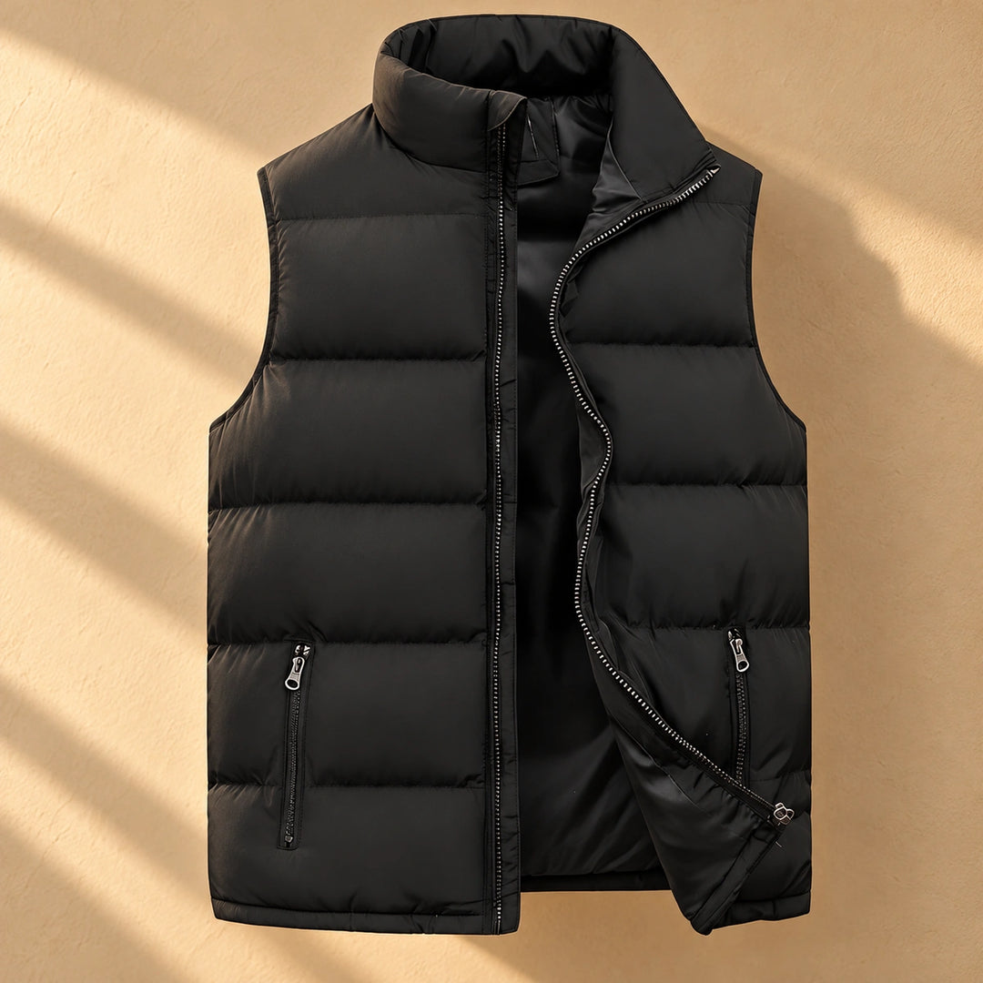 Brennan Thermal Quilted Stand Collar Vest - Black