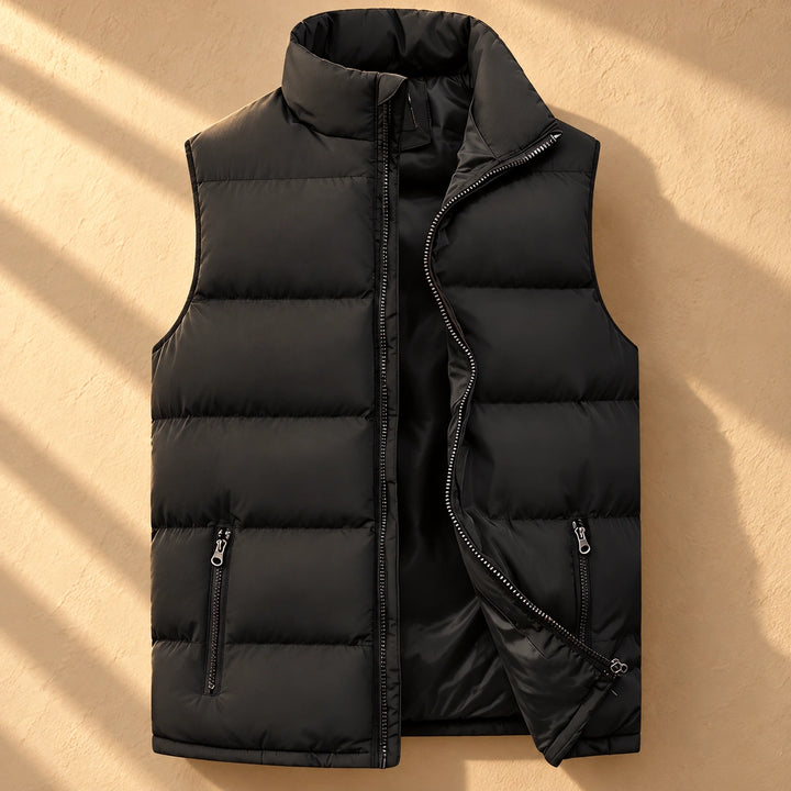 Brennan Thermal Quilted Stand Collar Vest - Black