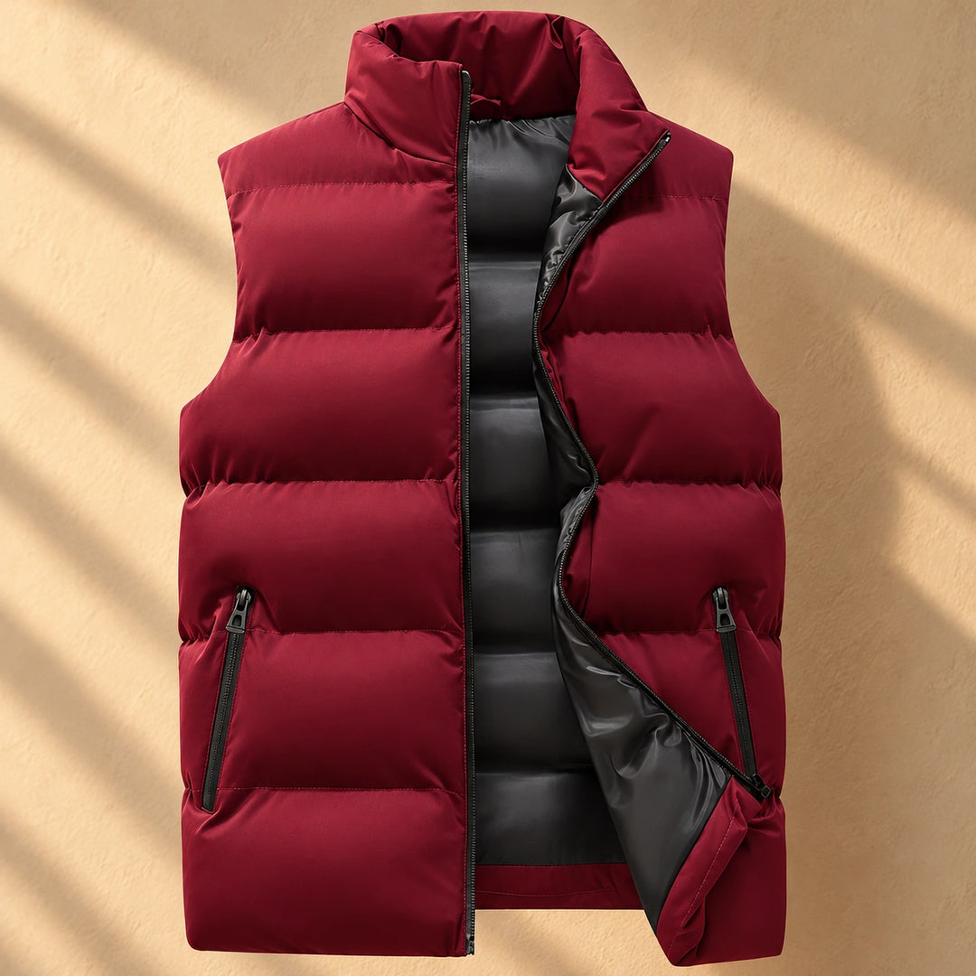 Brennan Thermal Quilted Stand Collar Vest - Red