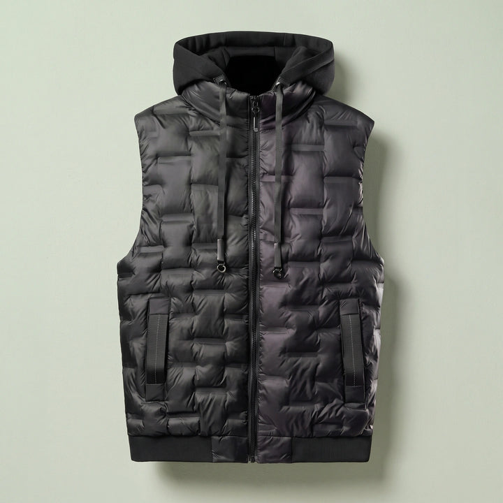 Calder Quilted Hooded Puffer Vest - Black