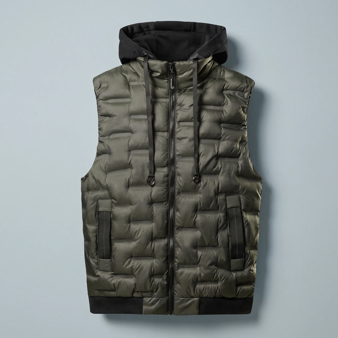 Calder Quilted Hooded Puffer Vest - Green