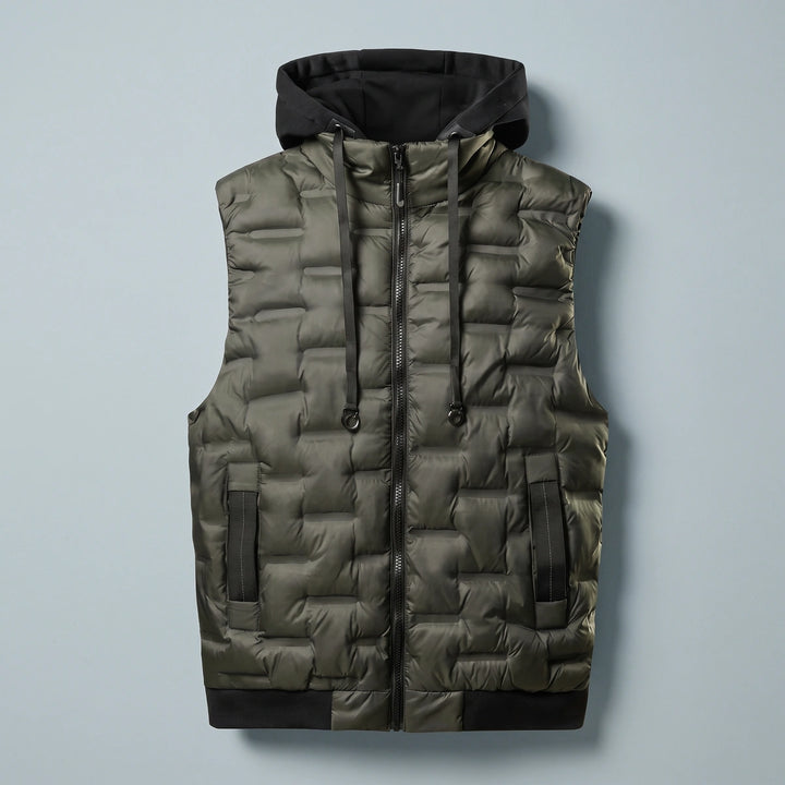 Calder Quilted Hooded Puffer Vest - Green