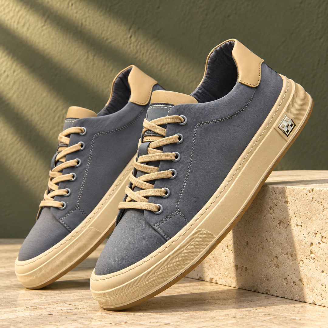 Carl Canvas Contrast Heel Low Top Sneakers - Ocean Mist