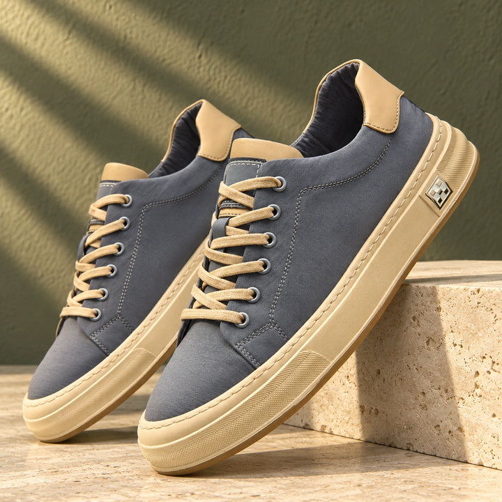 Carl Canvas Contrast Heel Low Top Sneakers - Ocean Mist