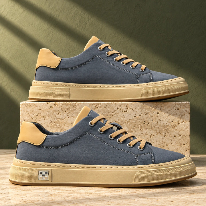 Carl Canvas Contrast Heel Low Top Sneakers - Ocean Mist