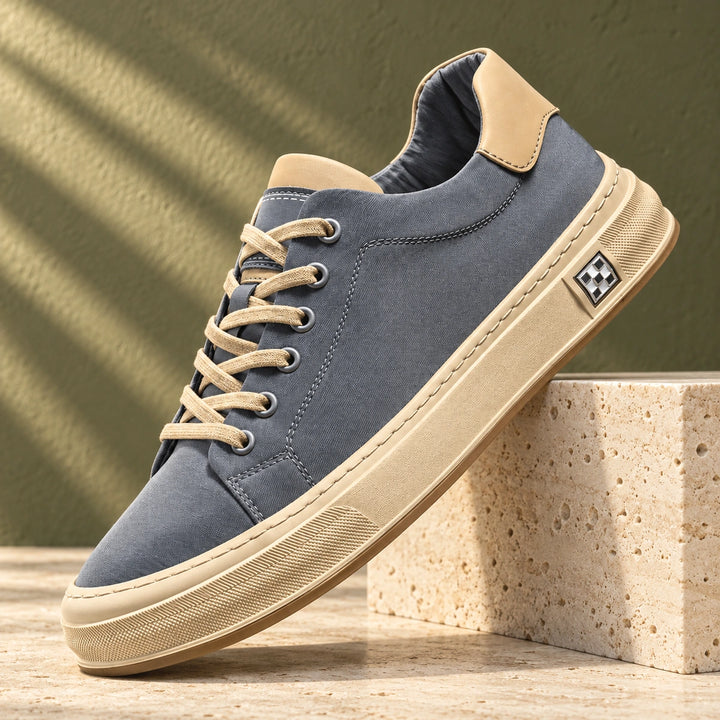 Carl Canvas Contrast Heel Low Top Sneakers - Ocean Mist