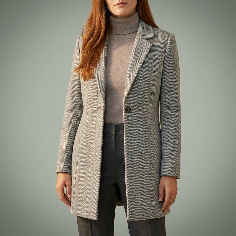 Beatrix Women's Jacquard Knit Blazer Coat - Gray