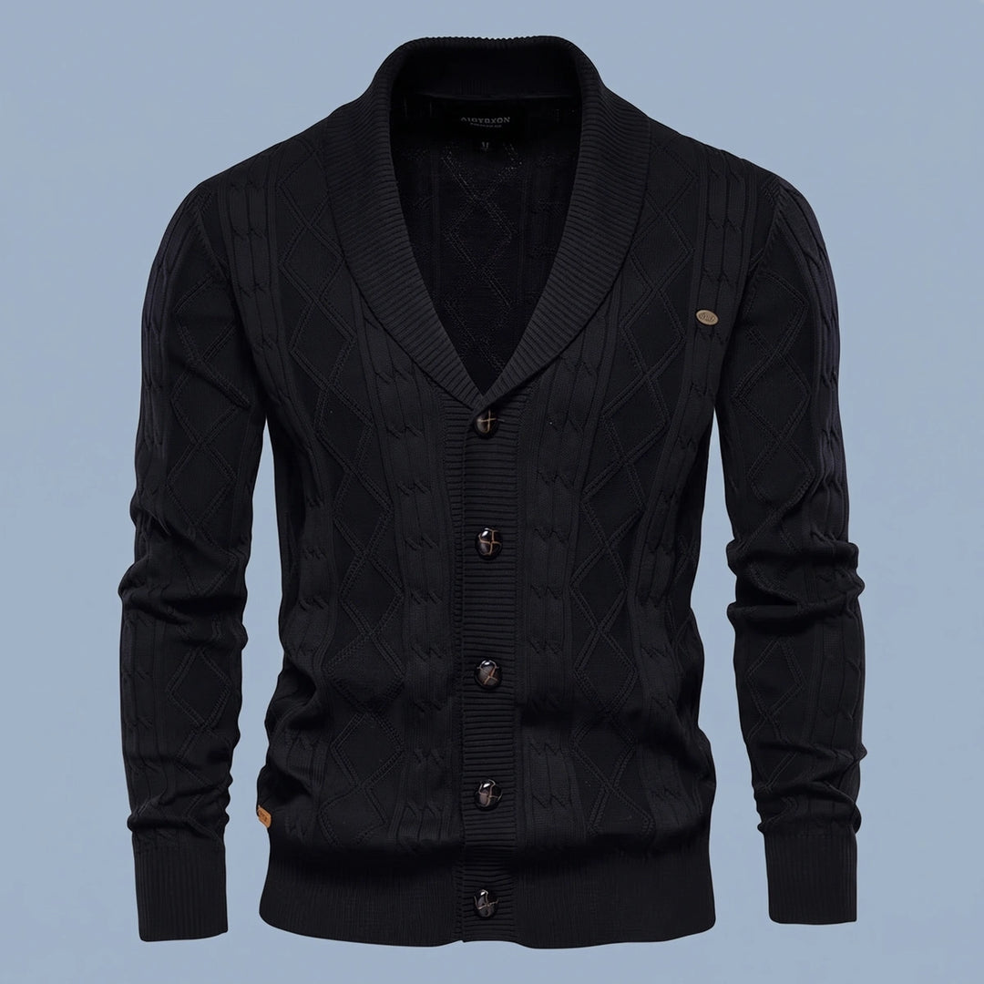 Clark Cotton Diamond Cable Cardigan - Black