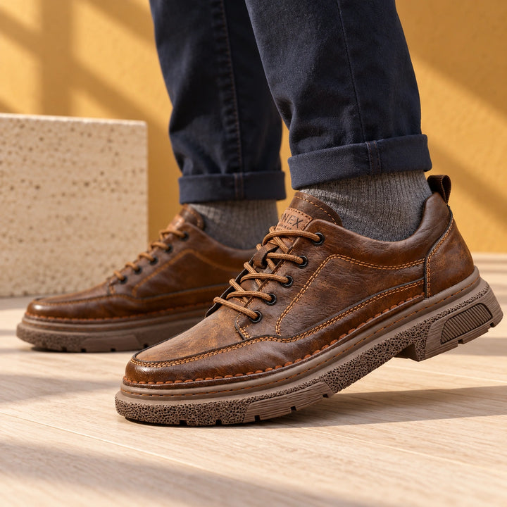 Clint Leather Moc Toe Lug Sole Sneakers - Brown