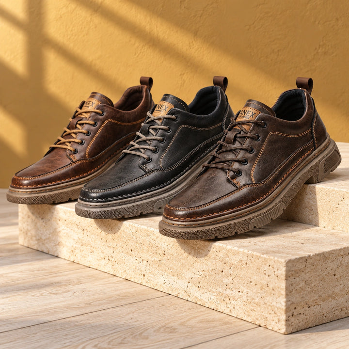 Clint Leather Moc Toe Lug Sole Sneakers - Brown