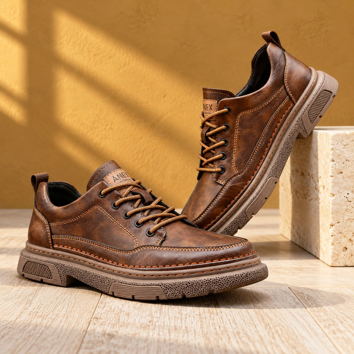 Clint Leather Moc Toe Lug Sole Sneakers - Brown