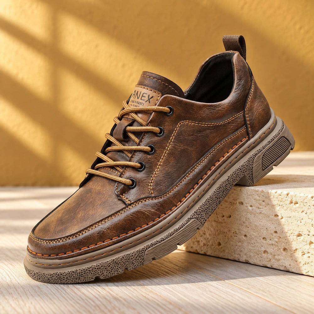 Clint Leather Moc Toe Lug Sole Sneakers - Brown