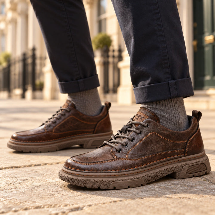 Clint Leather Moc Toe Lug Sole Sneakers - Dark Brown