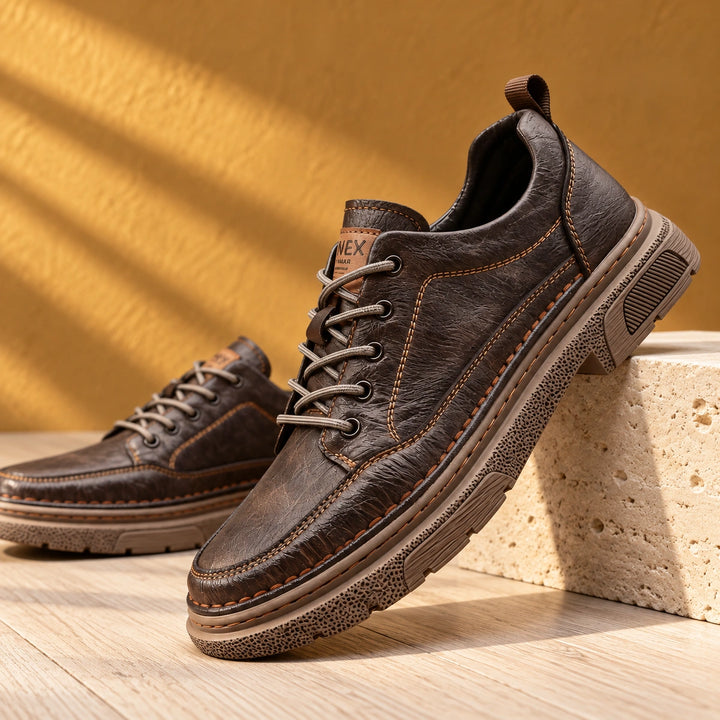 Clint Leather Moc Toe Lug Sole Sneakers - Dark Brown