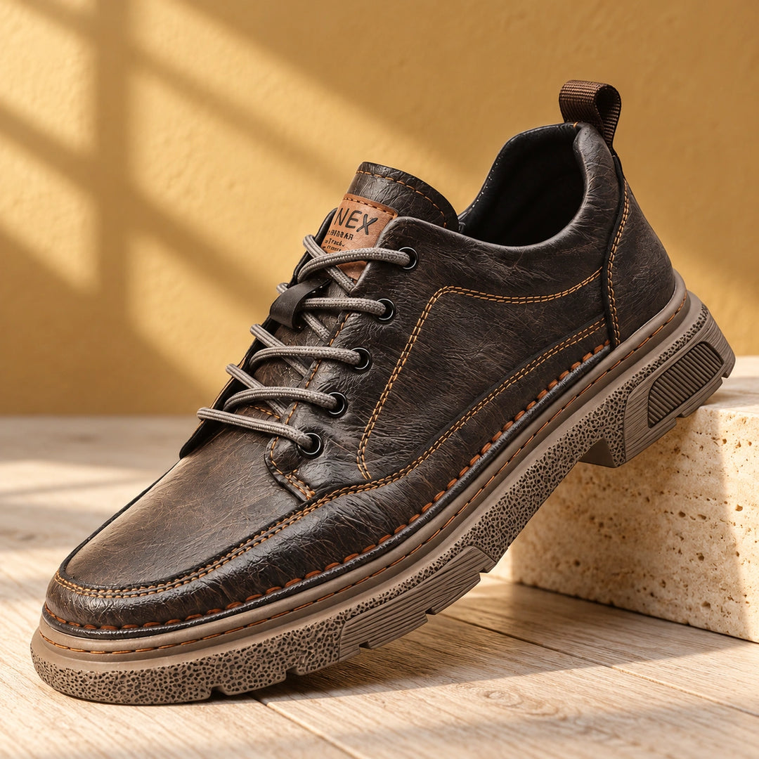 Clint Leather Moc Toe Lug Sole Sneakers - Dark Brown
