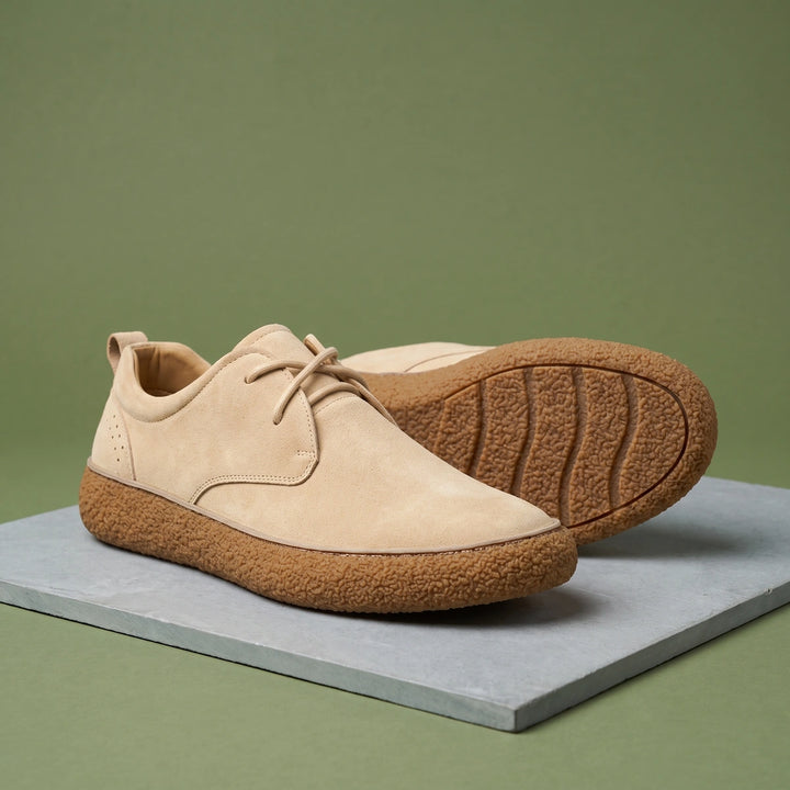 Clovis Suede Crepe Sole Derby Outdoor Shoes - Beige