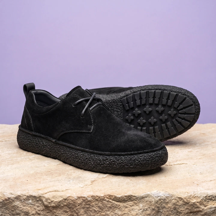 Clovis Suede Crepe Sole Derby Outdoor Shoes - Black