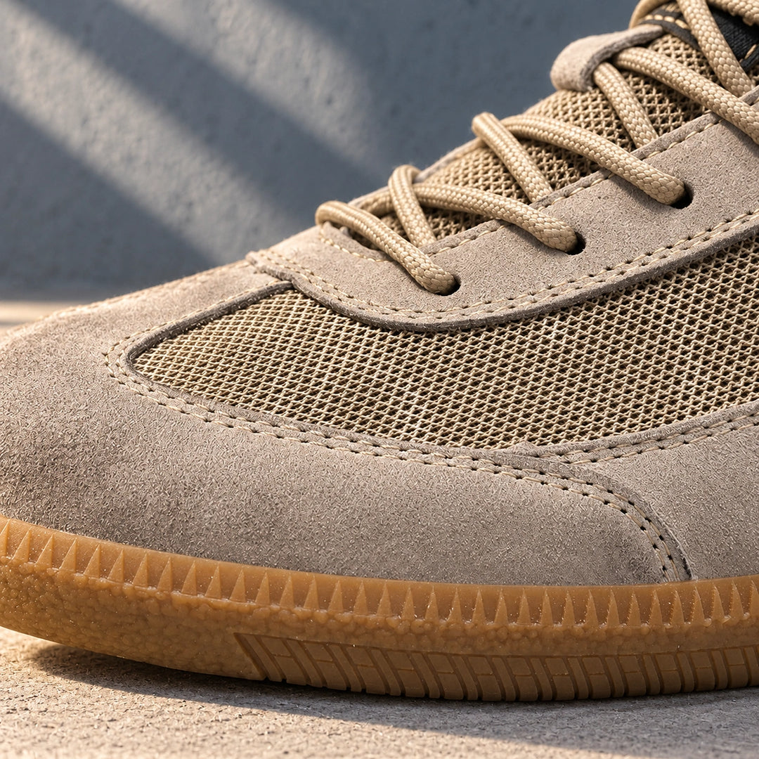 Cole Suede Mesh Gum Sole Sneakers - Khaki