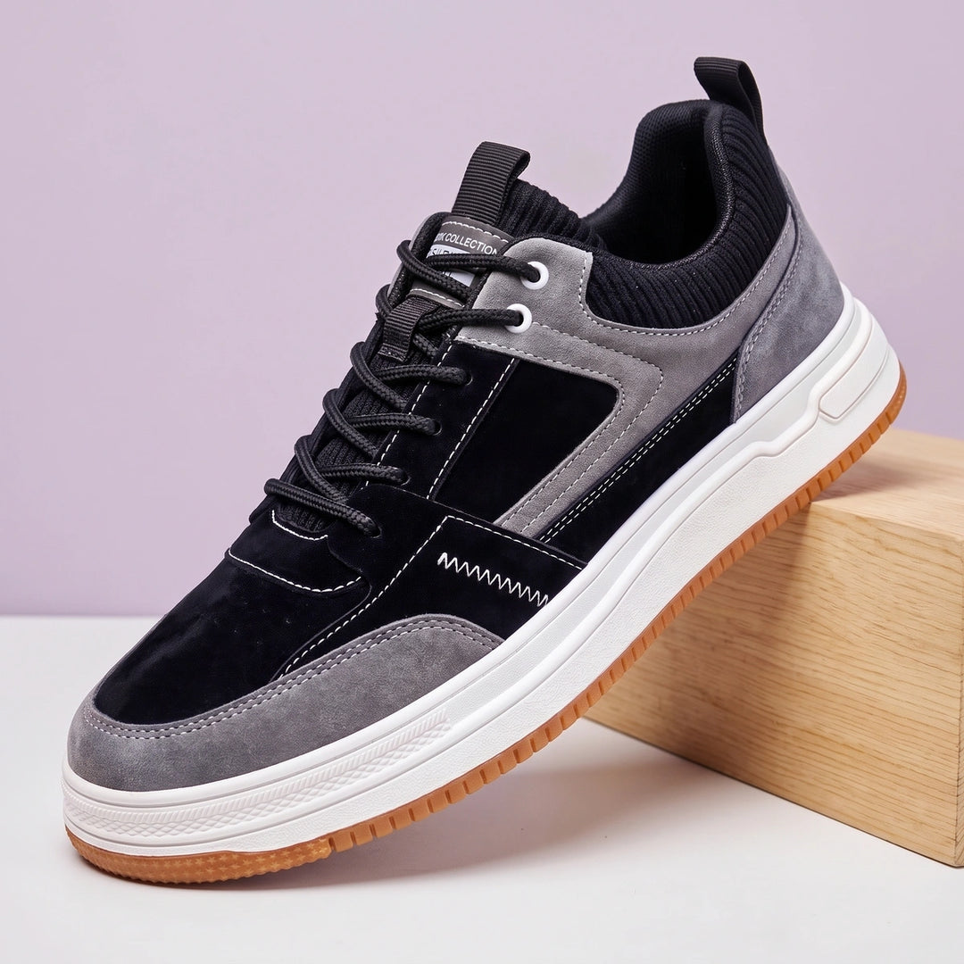 Connor Leather Suede Knit Sneakers - Black