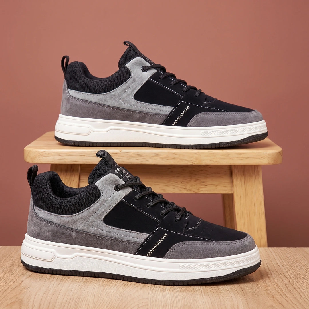 Connor Leather Suede Knit Sneakers - Black