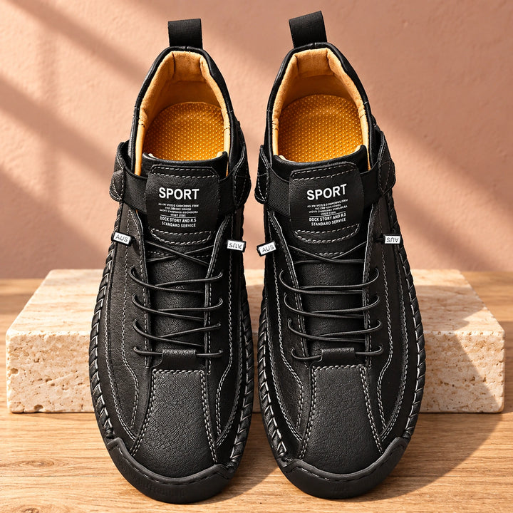 Craig Hand Stitched Leather Strap Sneakers - Carbon
