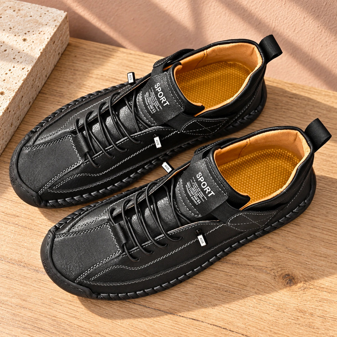 Craig Hand Stitched Leather Strap Sneakers - Carbon