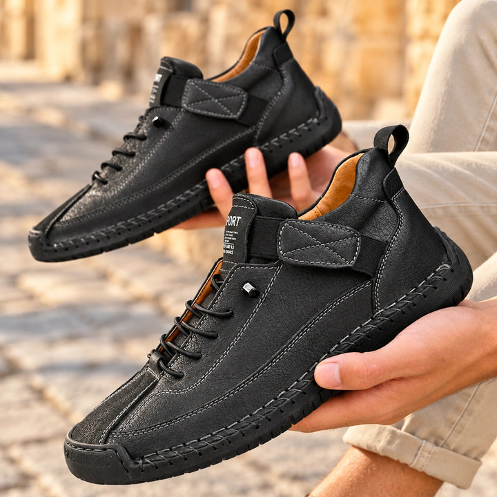 Craig Hand Stitched Leather Strap Sneakers - Carbon