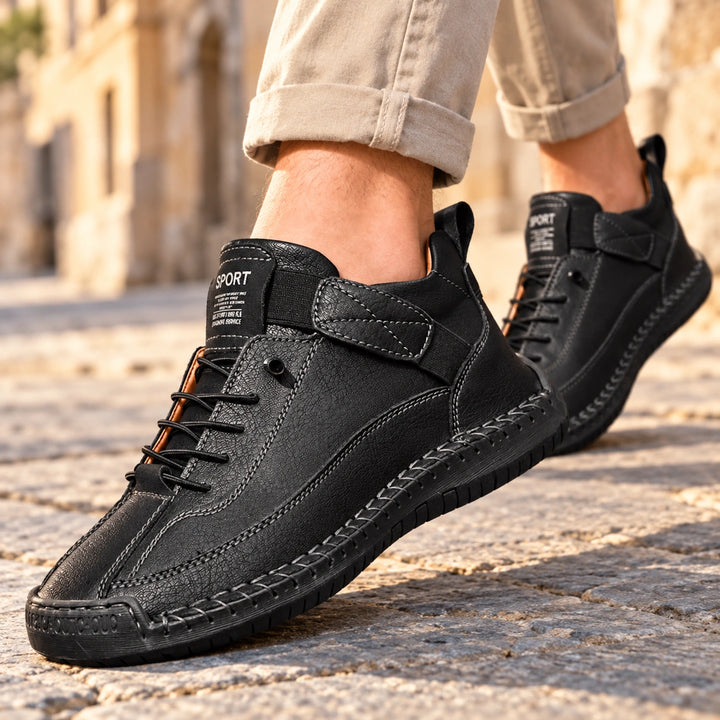 Craig Hand Stitched Leather Strap Sneakers - Carbon