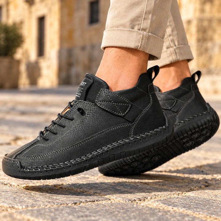 Craig Hand Stitched Leather Strap Sneakers - Carbon