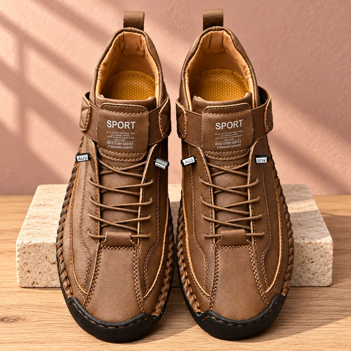 Craig Hand Stitched Leather Strap Sneakers - Espresso