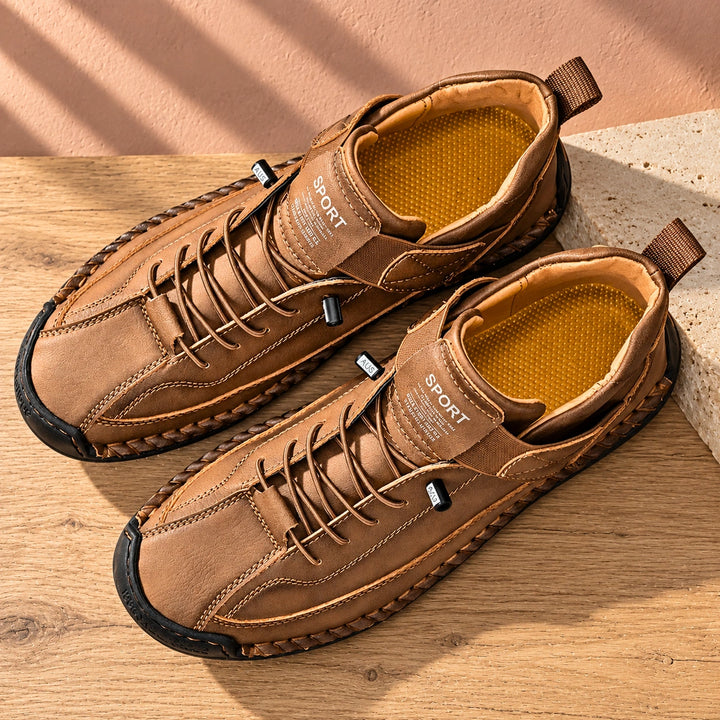 Craig Hand Stitched Leather Strap Sneakers - Espresso