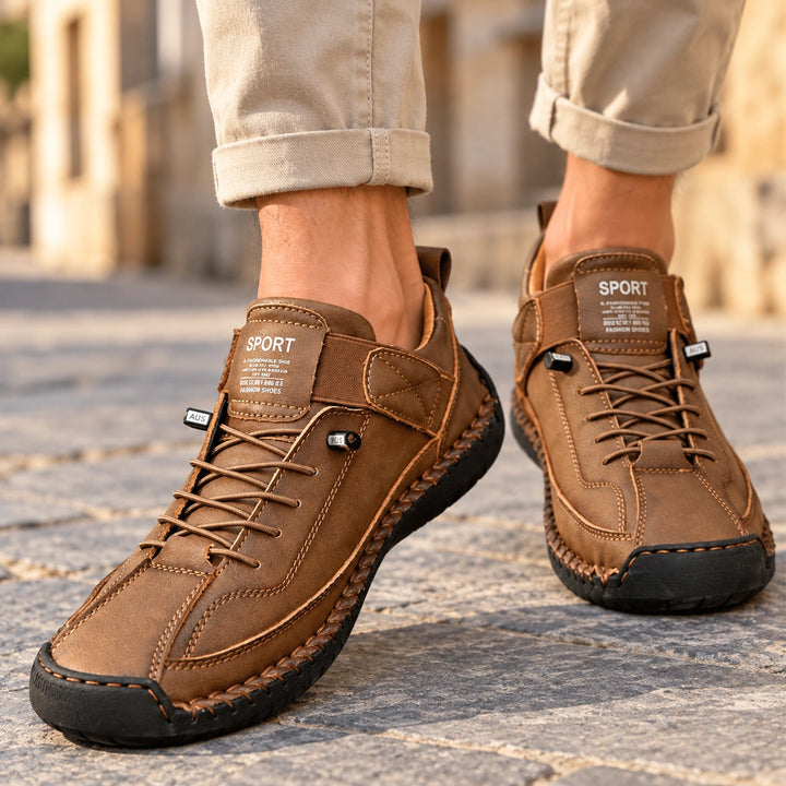 Craig Hand Stitched Leather Strap Sneakers - Espresso