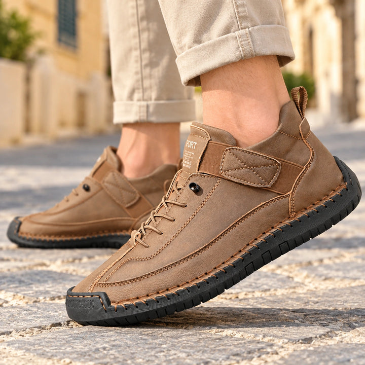 Craig Hand Stitched Leather Strap Sneakers - Espresso