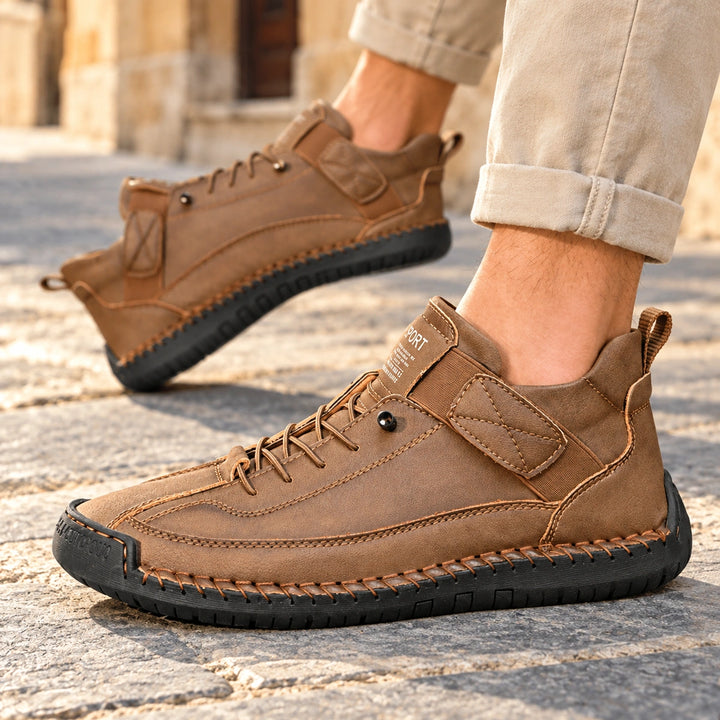 Craig Hand Stitched Leather Strap Sneakers - Espresso