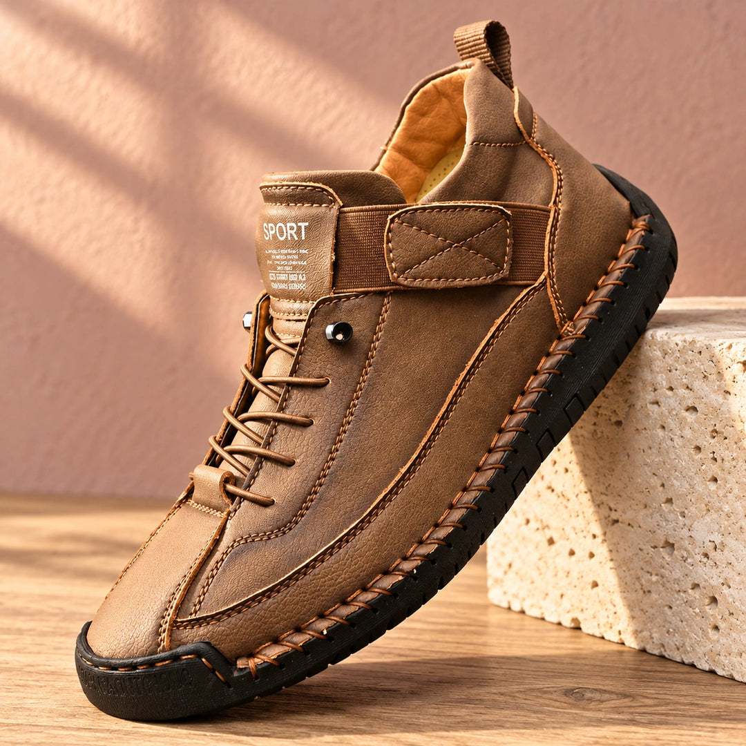 Craig Hand Stitched Leather Strap Sneakers - Espresso