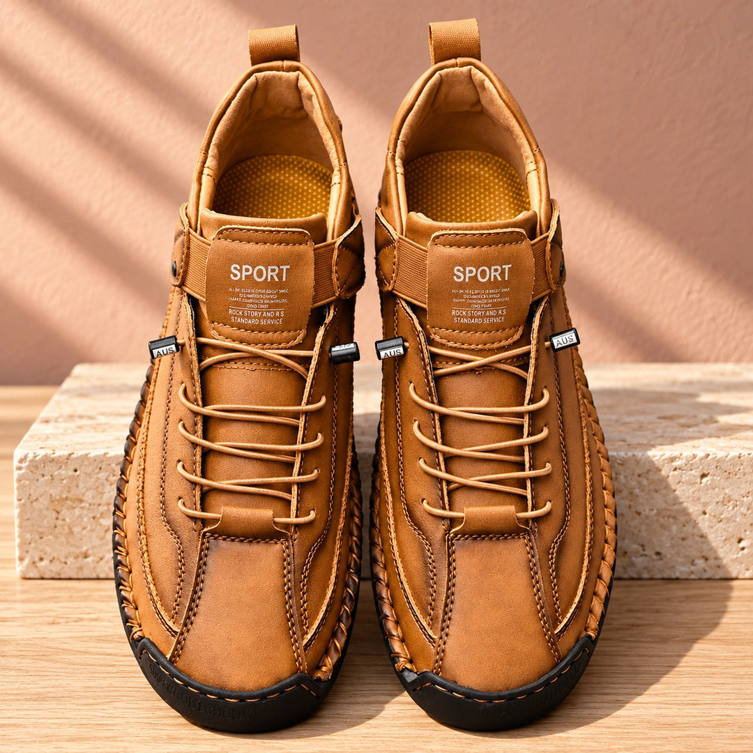 Craig Hand Stitched Leather Strap Sneakers - Sandstone