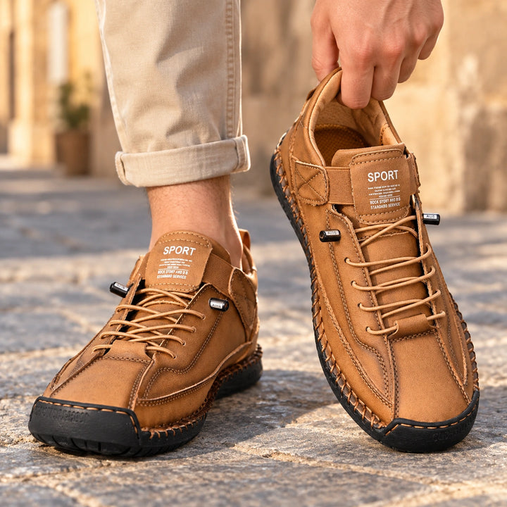Craig Hand Stitched Leather Strap Sneakers - Sandstone