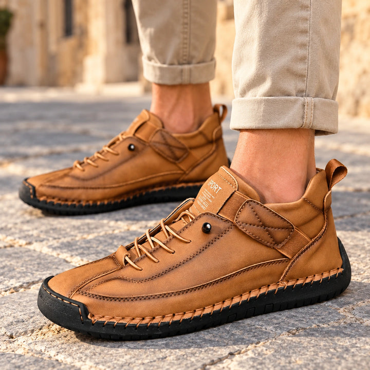 Craig Hand Stitched Leather Strap Sneakers - Sandstone