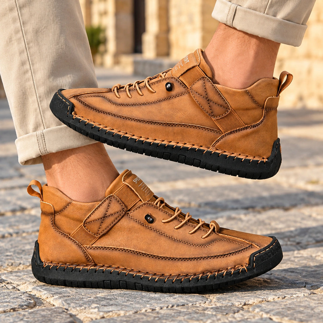 Craig Hand Stitched Leather Strap Sneakers - Sandstone