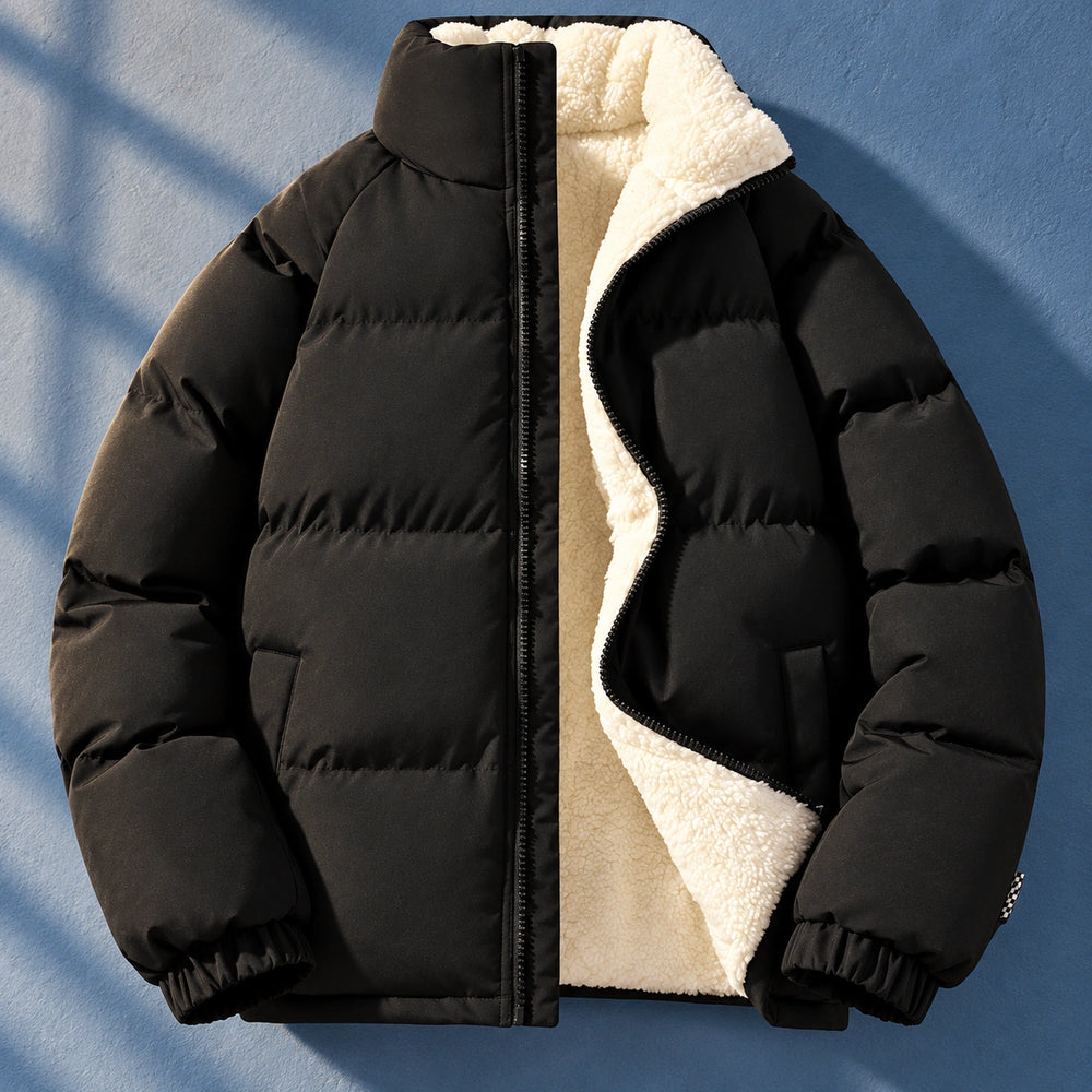 Damian Fleece Lined Channel Quilted Jacket - Black