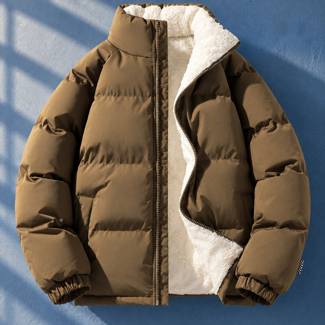 Damian Fleece Lined Channel Quilted Jacket - Brown