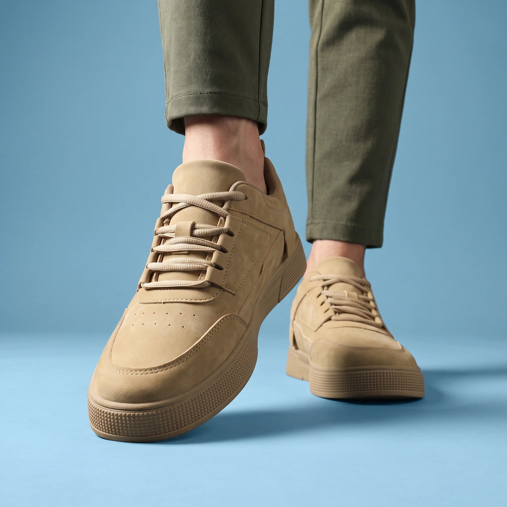 Dario Ultra Cushioned Textured Low Top Sneakers - Beige