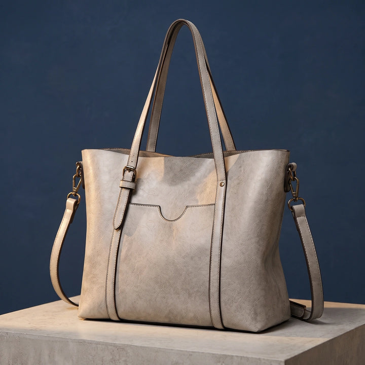Davina Vegan Leather Crossbody Tote Bag - Gray