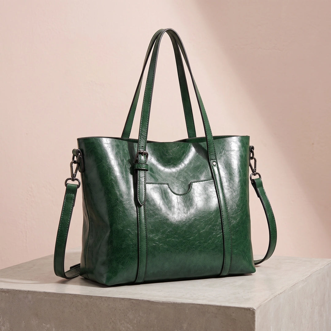 Davina Vegan Leather Crossbody Tote Bag - Green