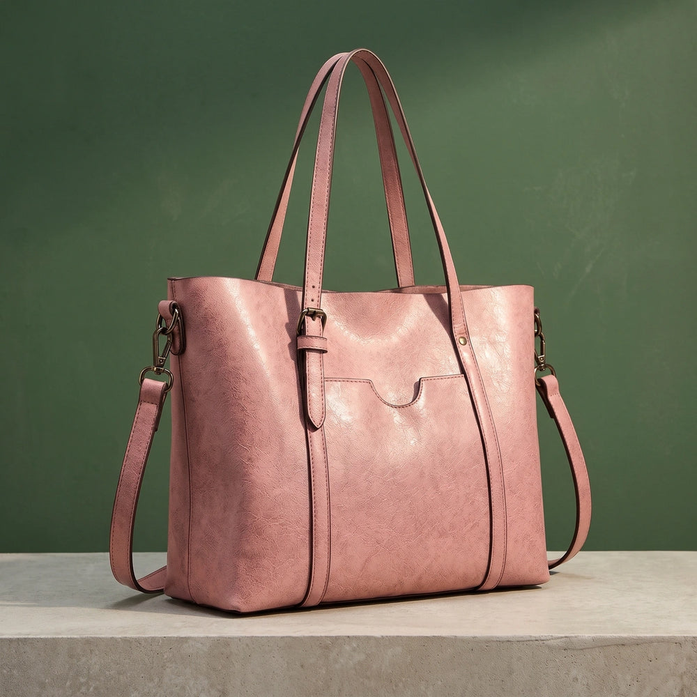 Davina Vegan Leather Crossbody Tote Bag - Pink