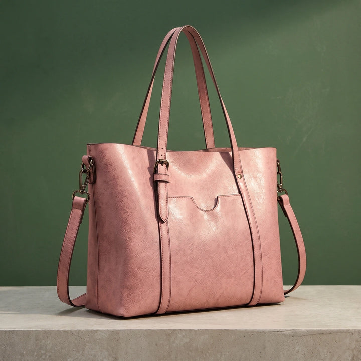 Davina Vegan Leather Crossbody Tote Bag - Pink