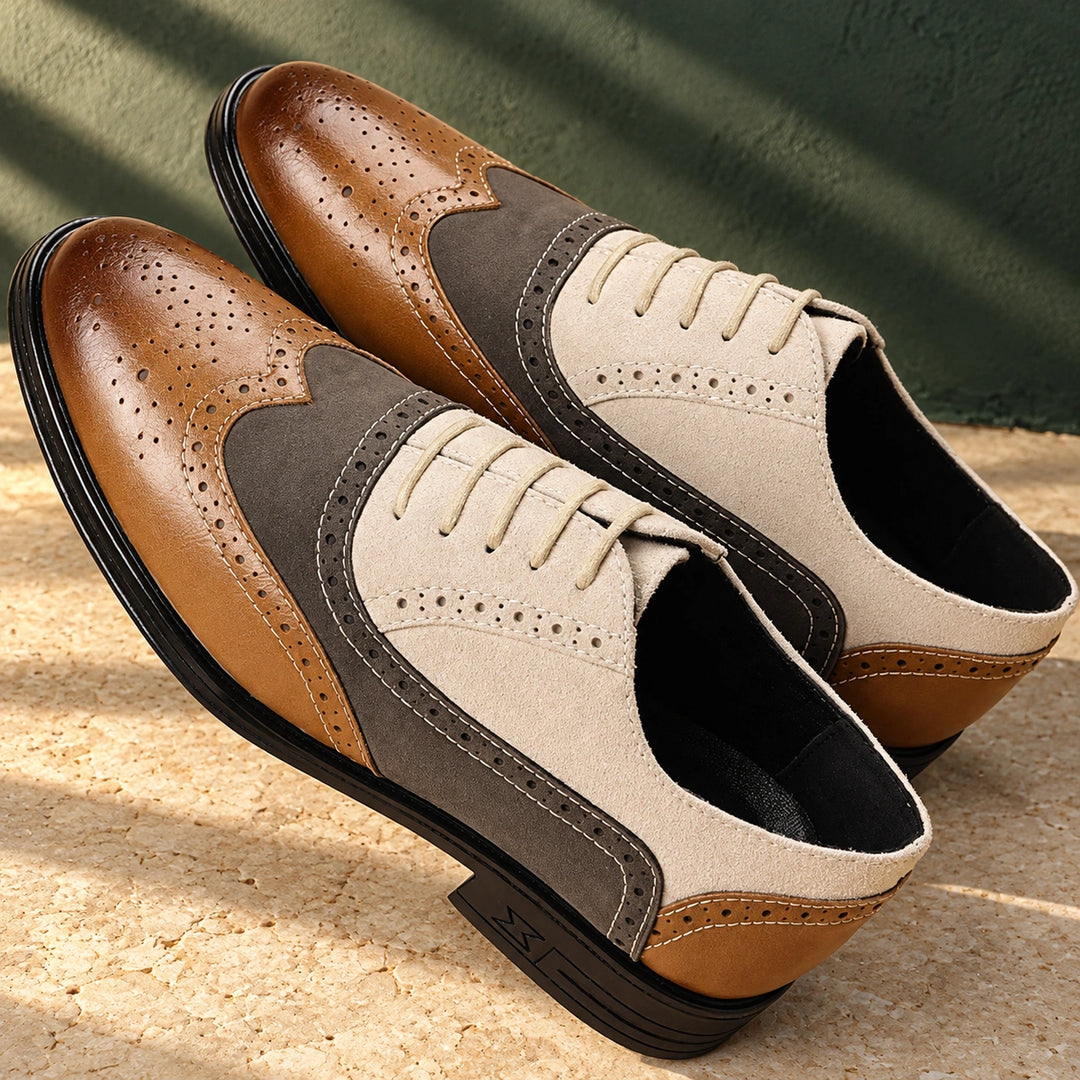 Dennis Leather Wingtip Brogue Oxfords - Beige