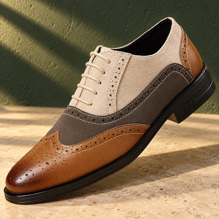 Dennis Leather Wingtip Brogue Oxfords - Beige