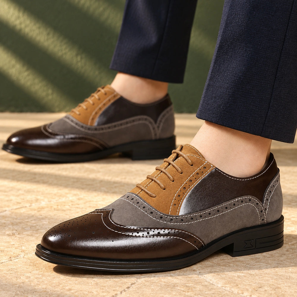 Dennis Leather Wingtip Brogue Oxfords - Brown