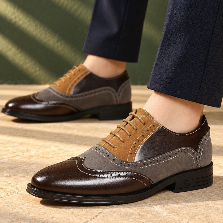 Dennis Leather Wingtip Brogue Oxfords - Brown